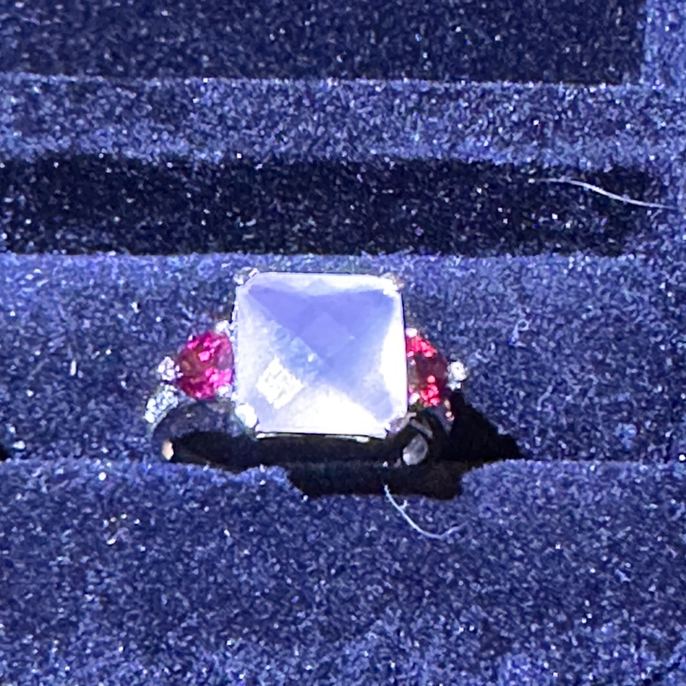 Elegant Silver and Red Gemstone Ring
